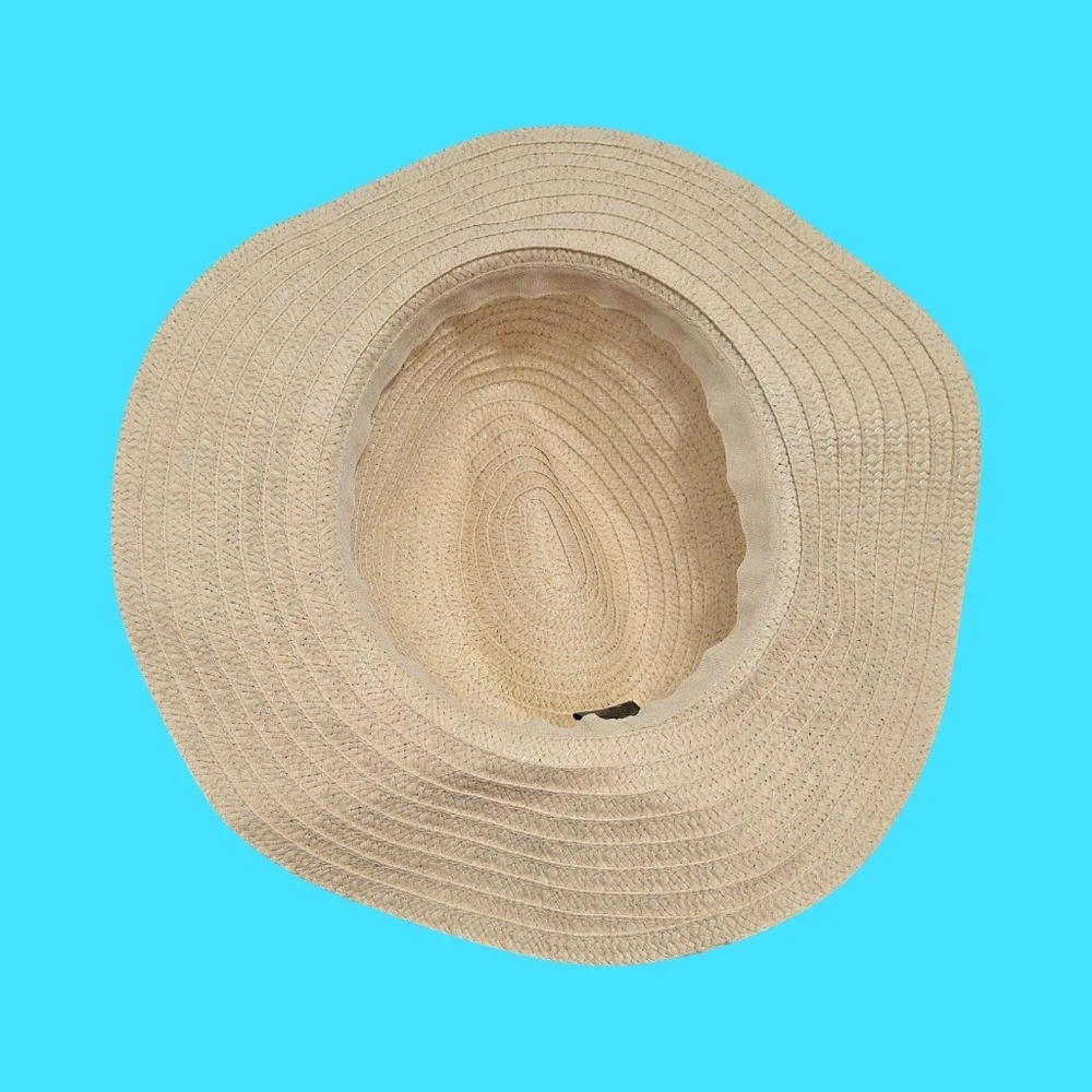 DKNYC Natural Beige Wide-Brim Straw Barbiecore Boho Summer Resortwear